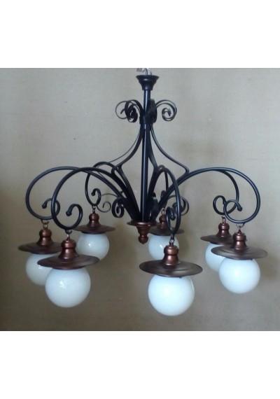 Lustre grande colonial com 7 globos 